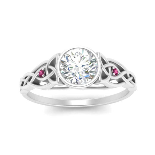 Celtic Bezel Lab Round Diamond Engagement Ring