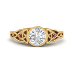 Load image into Gallery viewer, Celtic Bezel Round Engagement Ring
