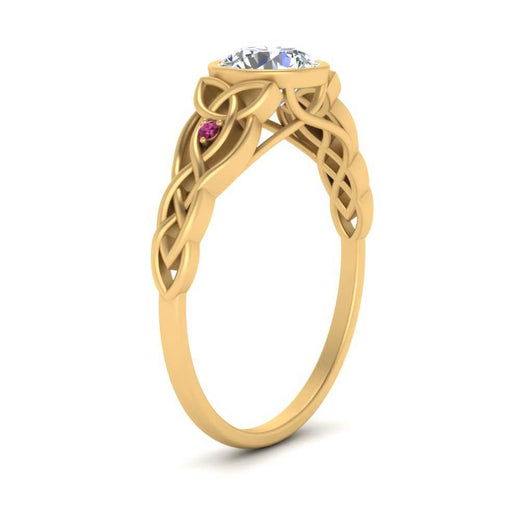 Celtic Bezel Lab Round Diamond Engagement Ring