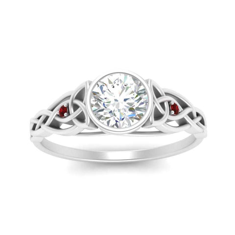 Celtic Bezel Lab Round Diamond Engagement Ring
