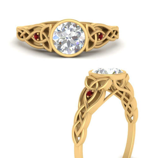 Celtic Bezel Lab Round Diamond Engagement Ring