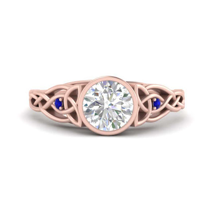 Celtic Bezel Lab Round Diamond Engagement Ring