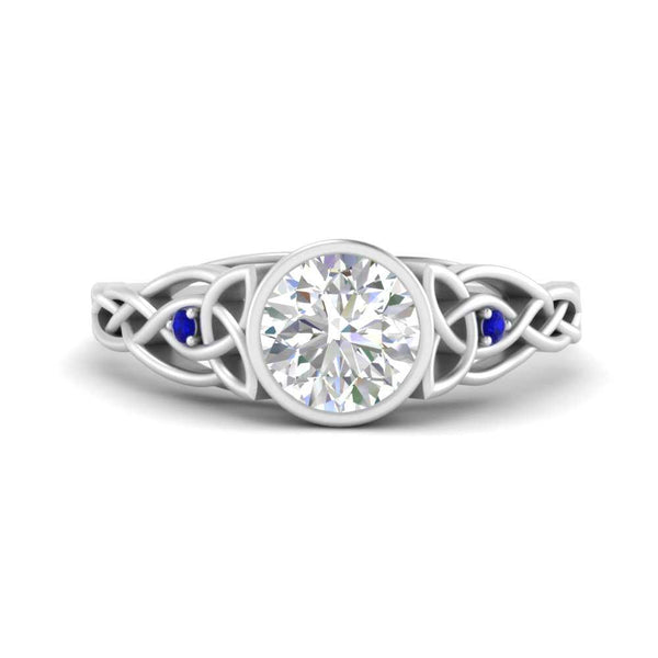 Celtic Bezel Lab Round Diamond Engagement Ring
