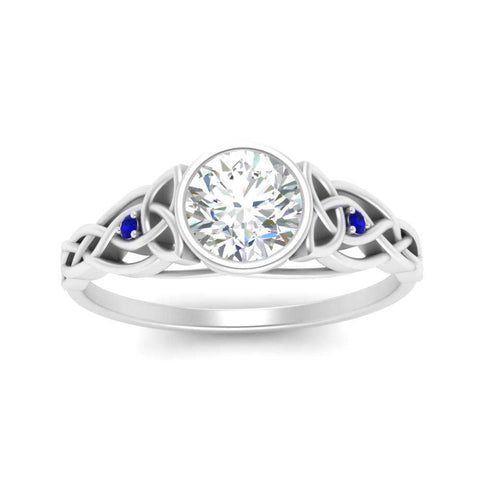 Celtic Bezel Lab Round Diamond Engagement Ring