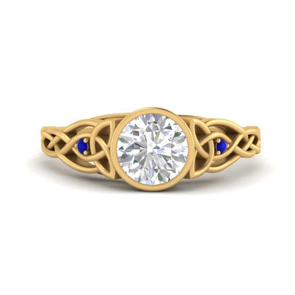 Celtic Bezel Lab Round Diamond Engagement Ring
