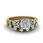 Load image into Gallery viewer, celtic-cushion-cut-diamond-wedding-ring-set-with-emerald-in-yellow-gold-FDENS2255B1CUGEMGR-NL-YG_671069b0-1b98-4ec3-947f-53caa280ba69?v=1757065024

