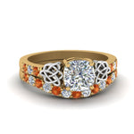 Load image into Gallery viewer, celtic-cushion-cut-diamond-wedding-ring-set-with-orange-sapphire-in-yellow-gold-FDENS2255B1CUGSAOR-NL-YG_bcda688d-5b15-4337-80da-03994b7c719d?v=1757065024

