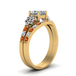 Load image into Gallery viewer, celtic-cushion-cut-diamond-wedding-ring-set-with-orange-sapphire-in-yellow-gold-FDENS2255B1CUGSAORANGLE2-NL-YG_0466d8f6-1656-4a62-8547-0dbb03d5d729?v=1757065044
