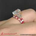 Thumbnail 3 - celtic-cushion-cut-diamond-wedding-ring-set-with-ruby-in-14k-white-gold-FDENS2255WS1-4