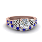 Load image into Gallery viewer, celtic-cushion-cut-diamond-wedding-ring-set-with-sapphire-in-rose-gold-FDENS2255B1CUGSABL-NL-RG_25e19eaf-75d7-4f09-a13d-619a6ad8cbc9?v=1757065044

