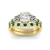 Load image into Gallery viewer, celtic-cushion-cut-emerald-wedding-ring-set-in-yellow-gold-fdens2255cugemgrangle5-nl-yg-ws1.jpg