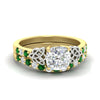 Load image into Gallery viewer, celtic-cushion-cut-emerald-wedding-ring-set-in-yellow-gold-fdens2255cugemgrsleep-nl-yg-ws1.jpg