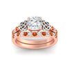Load image into Gallery viewer, celtic-cushion-cut-orange-sapphire-wedding-ring-set-in-rose-gold-fdens2255cugsaorangle5-nl-rg-ws1.jpg