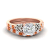 Load image into Gallery viewer, celtic-cushion-cut-orange-sapphire-wedding-ring-set-in-rose-gold-fdens2255cugsaorsleep-nl-rg-ws1.jpg