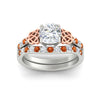 Load image into Gallery viewer, celtic-cushion-cut-orange-sapphire-wedding-ring-set-in-white-gold-fdens2255cugsaorangle5-nl-wg-ws1.jpg