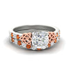 Load image into Gallery viewer, celtic-cushion-cut-orange-sapphire-wedding-ring-set-in-white-gold-fdens2255cugsaorsleep-nl-wg-ws1.jpg