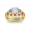 Load image into Gallery viewer, celtic-cushion-cut-orange-sapphire-wedding-ring-set-in-yellow-gold-fdens2255cugsaorangle5-nl-yg-ws1.jpg