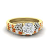 Load image into Gallery viewer, celtic-cushion-cut-orange-sapphire-wedding-ring-set-in-yellow-gold-fdens2255cugsaorsleep-nl-yg-ws1.jpg