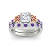 Load image into Gallery viewer, celtic-cushion-cut-purple-topaz-wedding-ring-set-in-white-gold-fdens2255cugvitoangle5-nl-wg-ws1.jpg