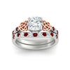 Load image into Gallery viewer, celtic-cushion-cut-ruby-wedding-ring-set-in-white-gold-fdens2255cugrudrangle5-nl-wg-ws1.jpg