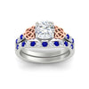 Load image into Gallery viewer, celtic-cushion-cut-sapphire-wedding-ring-set-in-white-gold-fdens2255cugsablangle5-nl-wg-ws1.jpg