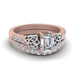 Load image into Gallery viewer, celtic-emerald-cut-diamond-wedding-ring-set-in-rose-gold-FDENS2255B1EM-NL-RG?v=1757056883