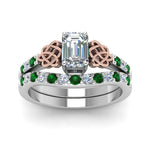 Load image into Gallery viewer, celtic-emerald-cut-diamond-wedding-ring-set-with-emerald-in-white-gold-FDENS2255B1EMGEMGRANGLE5-NL-WG_d6c3726a-577d-4a02-a5a4-1748f3c3b7ae?v=1757056977
