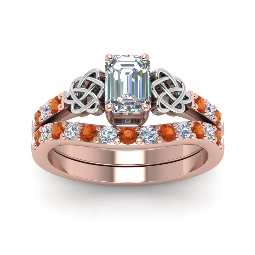 celtic-emerald-cut-diamond-wedding-ring-set-with-orange-sapphire-in-rose-gold-FDENS2255B1EMGSAORANGLE5-NL-RG?v=1757056883