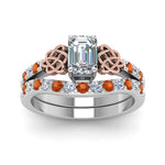 Load image into Gallery viewer, celtic-emerald-cut-diamond-wedding-ring-set-with-orange-sapphire-in-white-gold-FDENS2255B1EMGSAORANGLE5-NL-WG_b56408f2-0082-48f5-b3dd-4c09c448820c?v=1757056978
