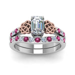Load image into Gallery viewer, celtic-emerald-cut-diamond-wedding-ring-set-with-pink-sapphire-in-white-gold-FDENS2255B1EMGSADRPIANGLE5-NL-WG_b33a5aa5-3ab0-438f-88f5-6f726e63867b?v=1757056978
