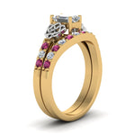 Load image into Gallery viewer, celtic-emerald-cut-diamond-wedding-ring-set-with-pink-sapphire-in-yellow-gold-FDENS2255B1EMGSADRPIANGLE2-NL-YG?v=1757056883