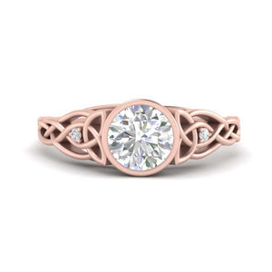 Celtic Bezel Lab Round Diamond Engagement Ring