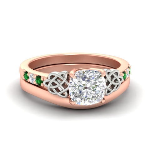 celtic-knot-cushion-cut-emerald-ring-with-plain-band-set-in-rose-gold-fdens2255cugemgrsleep-nl-rg-ws3.jpg