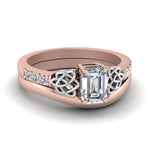 Load image into Gallery viewer, celtic-knot-emerald-cut-diamond-ring-with-plain-band-set-in-rose-gold-FDENS2255B3EM-NL-RG_a851eb1e-30e4-4d36-9bce-eca29ae5ff65?v=1756976829
