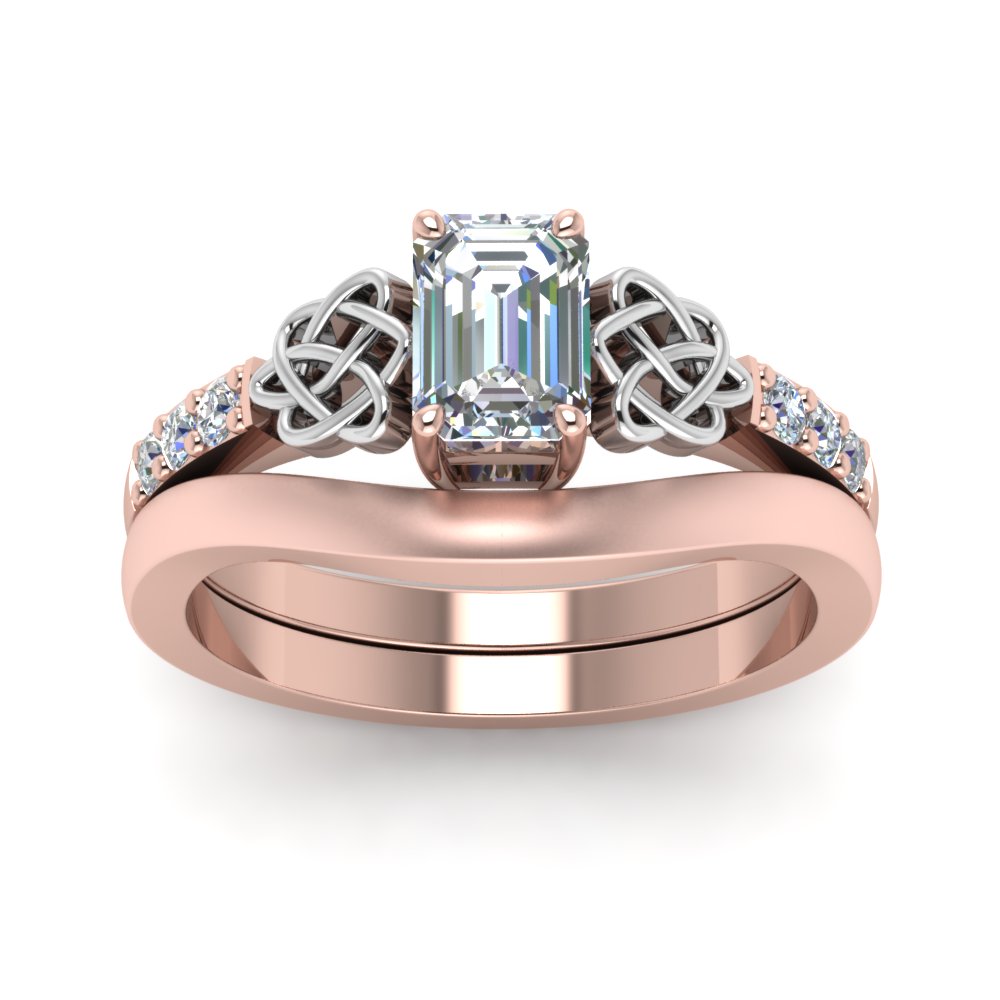 celtic-knot-emerald-cut-diamond-ring-with-plain-band-set-in-rose-gold-FDENS2255B3EMANGLE5-NL-RG?v=1756976734