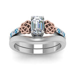 Load image into Gallery viewer, celtic-knot-emerald-cut-diamond-ring-with-plain-band-set-with-blue-topaz-in-white-gold-FDENS2255B3EMGICBLTOANGLE5-NL-WG?v=1756976733
