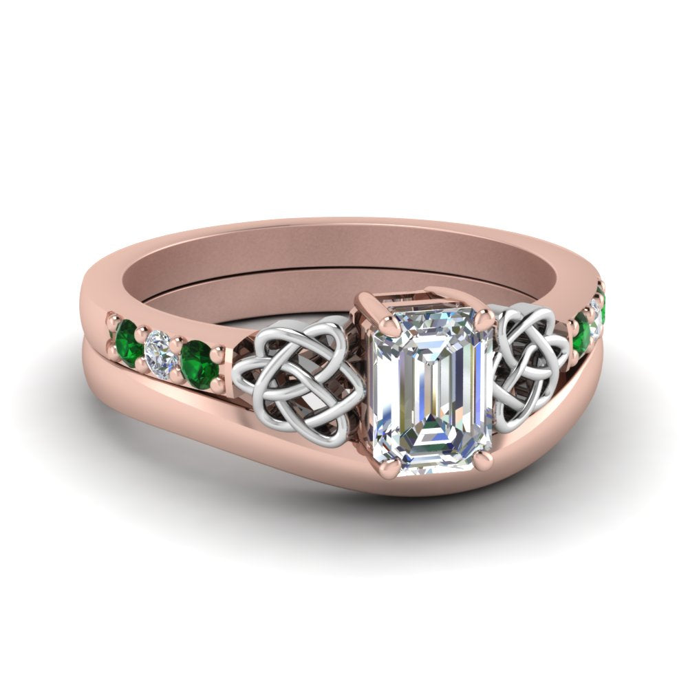 celtic-knot-emerald-cut-diamond-ring-with-plain-band-set-with-emerald-in-rose-gold-FDENS2255B3EMGEMGR-NL-RG?v=1756976734