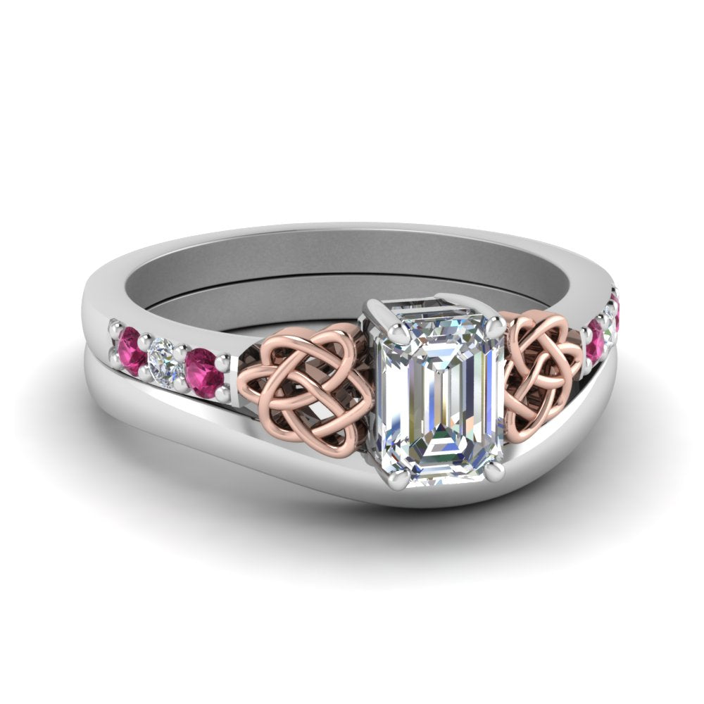 celtic-knot-emerald-cut-diamond-ring-with-plain-band-set-with-pink-sapphire-in-white-gold-FDENS2255B3EMGSADRPI-NL-WG?v=1756976733