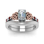 Load image into Gallery viewer, celtic-knot-emerald-cut-diamond-ring-with-plain-band-set-with-ruby-in-white-gold-FDENS2255B3EMGRUDRANGLE5-NL-WG_514d7bea-2300-4eaf-a5d6-40c57a030e74?v=1756976829
