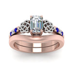 Load image into Gallery viewer, celtic-knot-emerald-cut-diamond-ring-with-plain-band-set-with-sapphire-in-rose-gold-FDENS2255B3EMGSABLANGLE5-NL-RG_c61f1a67-4d5e-4179-9081-9b195300380a?v=1756976829
