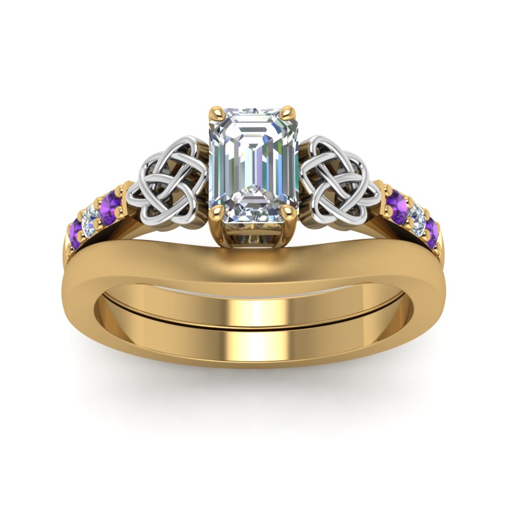 celtic-knot-emerald-cut-diamond-ring-with-plain-band-set-with-violet-topaz-in-yellow-gold-FDENS2255B3EMGVITOANGLE5-NL-YG_67d26a5f-486a-4730-bceb-4ab48edc2379?v=1756976829