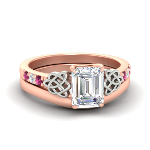 celtic-knot-emerald-cut-pink-sapphire-ring-with-plain-band-set-in-rose-gold-fdens2255emgsadrpisleep-nl-rg-ws3.jpg