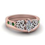 Load image into Gallery viewer, celtic-knot-marquise-cut-diamond-ring-with-plain-band-set-with-emerald-in-rose-gold-FDENS2255B3MQGEMGR-NL-RG_a285fd16-f73e-4264-b38a-34708c1b5f10?v=1756976841
