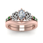 Load image into Gallery viewer, celtic-knot-marquise-cut-diamond-ring-with-plain-band-set-with-emerald-in-rose-gold-FDENS2255B3MQGEMGRANGLE5-NL-RG?v=1756976752
