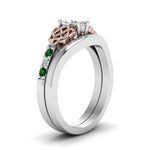 Load image into Gallery viewer, celtic-knot-marquise-cut-diamond-ring-with-plain-band-set-with-emerald-in-white-gold-FDENS2255B3MQGEMGRANGLE2-NL-WG?v=1756976751
