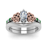 Load image into Gallery viewer, celtic-knot-marquise-cut-diamond-ring-with-plain-band-set-with-emerald-in-white-gold-FDENS2255B3MQGEMGRANGLE5-NL-WG_2f641fb2-c575-4a1b-9d39-af4fa6370005?v=1756976840
