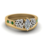 Load image into Gallery viewer, celtic-knot-marquise-cut-diamond-ring-with-plain-band-set-with-emerald-in-yellow-gold-FDENS2255B3MQGEMGR-NL-YG_9d268f74-4e2d-47a5-ad5d-bad047e8b762?v=1756976841
