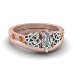 Load image into Gallery viewer, celtic-knot-marquise-cut-diamond-ring-with-plain-band-set-with-orange-sapphire-in-rose-gold-FDENS2255B3MQGSAOR-NL-RG?v=1756976752
