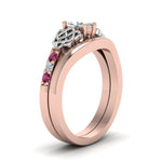 Load image into Gallery viewer, celtic-knot-marquise-cut-diamond-ring-with-plain-band-set-with-pink-sapphire-in-rose-gold-FDENS2255B3MQGSADRPIANGLE2-NL-RG_f8998382-7f38-4063-b97b-531a50df4589?v=1756976840
