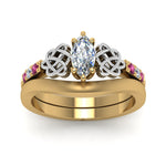 Load image into Gallery viewer, celtic-knot-marquise-cut-diamond-ring-with-plain-band-set-with-pink-sapphire-in-yellow-gold-FDENS2255B3MQGSADRPIANGLE5-NL-YG?v=1756976751
